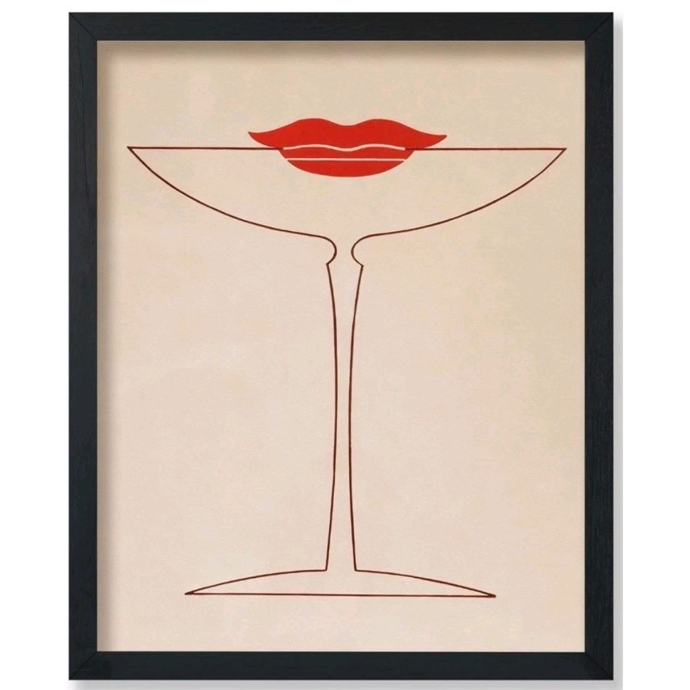 Poster Master Vintage Cocktail Kiss Poster - Cocktail Glass and Lips Print -...